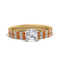 Thumbnail 42 - hidden-halo-half-way-asscher-cut-diamond-wedding-ring-set-with-orange-sapphire-in-FD9168ASGSAORANGLE3-NL-YG