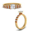 Load image into Gallery viewer, hidden-halo-half-way-asscher-cut-diamond-wedding-ring-set-with-orange-sapphire-in-FD9168ASGSAORANGLE3-NL-YG