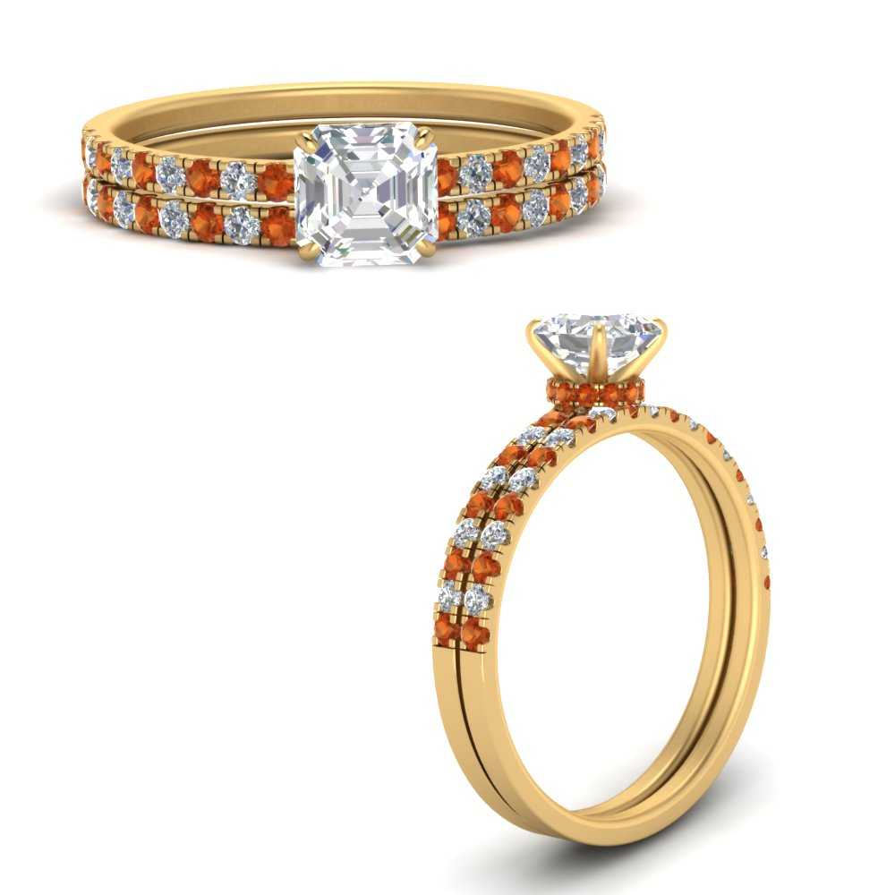 hidden-halo-half-way-asscher-cut-diamond-wedding-ring-set-with-orange-sapphire-in-FD9168ASGSAORANGLE3-NL-YG