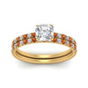 Load image into Gallery viewer, hidden-halo-half-way-asscher-cut-diamond-wedding-ring-set-with-orange-sapphire-in-FD9168ASGSAORANGLE3-NL-YG