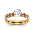 Thumbnail 43 - hidden-halo-half-way-asscher-cut-diamond-wedding-ring-set-with-orange-sapphire-in-FD9168ASGSAORANGLE3-NL-YG
