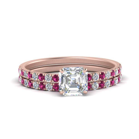 hidden-halo-half-way-asscher-cut-diamond-wedding-ring-set-with-pink-sapphire-in-FD9168ASGSADRPIANGLE3-NL-RG