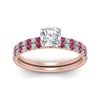Load image into Gallery viewer, hidden-halo-half-way-asscher-cut-diamond-wedding-ring-set-with-pink-sapphire-in-FD9168ASGSADRPIANGLE3-NL-RG