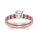 Load image into Gallery viewer, hidden-halo-half-way-asscher-cut-diamond-wedding-ring-set-with-pink-sapphire-in-FD9168ASGSADRPIANGLE3-NL-RG
