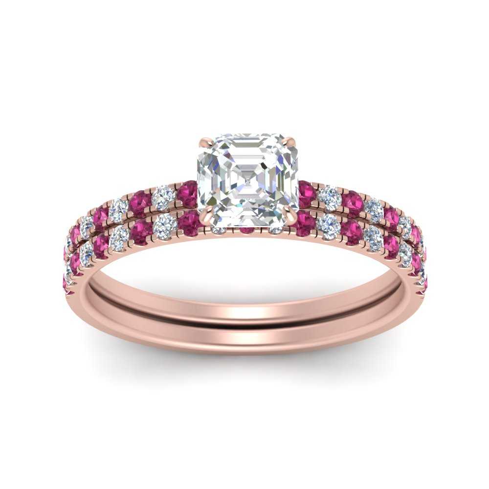 hidden-halo-half-way-asscher-cut-diamond-wedding-ring-set-with-pink-sapphire-in-FD9168ASGSADRPIANGLE3-NL-RG