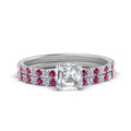 Thumbnail 10 - hidden-halo-half-way-asscher-cut-diamond-wedding-ring-set-with-pink-sapphire-in-FD9168ASGSADRPIANGLE3-NL-WG