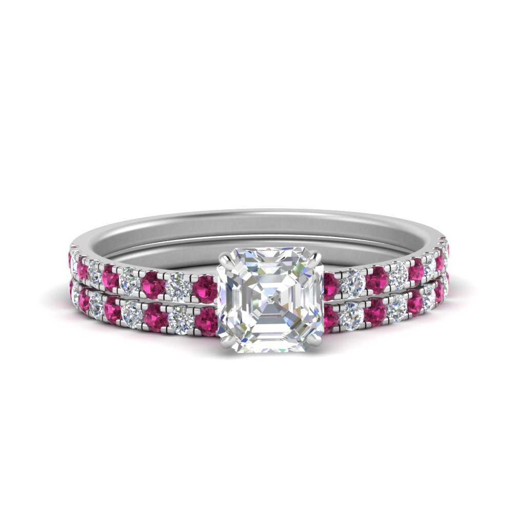 hidden-halo-half-way-asscher-cut-diamond-wedding-ring-set-with-pink-sapphire-in-FD9168ASGSADRPIANGLE3-NL-WG