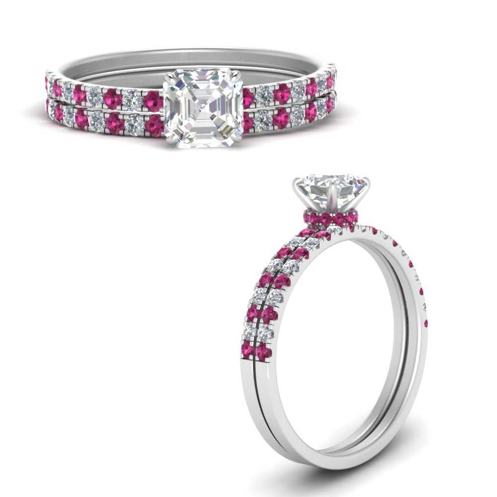 hidden-halo-half-way-asscher-cut-diamond-wedding-ring-set-with-pink-sapphire-in-FD9168ASGSADRPIANGLE3-NL-WG