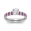 Load image into Gallery viewer, hidden-halo-half-way-asscher-cut-diamond-wedding-ring-set-with-pink-sapphire-in-FD9168ASGSADRPIANGLE3-NL-WG