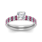 Load image into Gallery viewer, hidden-halo-half-way-asscher-cut-diamond-wedding-ring-set-with-pink-sapphire-in-FD9168ASGSADRPIANGLE3-NL-WG
