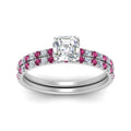 Thumbnail 11 - hidden-halo-half-way-asscher-cut-diamond-wedding-ring-set-with-pink-sapphire-in-FD9168ASGSADRPIANGLE3-NL-WG