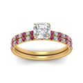 Thumbnail 39 - hidden-halo-half-way-asscher-cut-diamond-wedding-ring-set-with-pink-sapphire-in-FD9168ASGSADRPIANGLE3-NL-YG