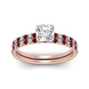 Load image into Gallery viewer, hidden-halo-half-way-asscher-cut-diamond-wedding-ring-set-with-ruby-in-FD9168ASGRUDRANGLE3-NL-RG