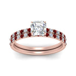 Load image into Gallery viewer, hidden-halo-half-way-asscher-cut-diamond-wedding-ring-set-with-ruby-in-FD9168ASGRUDRANGLE3-NL-RG
