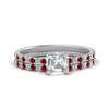 Load image into Gallery viewer, hidden-halo-half-way-asscher-cut-diamond-wedding-ring-set-with-ruby-in-FD9168ASGRUDRANGLE3-NL-WG