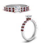Load image into Gallery viewer, hidden-halo-half-way-asscher-cut-diamond-wedding-ring-set-with-ruby-in-FD9168ASGRUDRANGLE3-NL-WG
