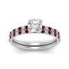 Load image into Gallery viewer, hidden-halo-half-way-asscher-cut-diamond-wedding-ring-set-with-ruby-in-FD9168ASGRUDRANGLE3-NL-WG