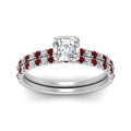 Thumbnail 19 - hidden-halo-half-way-asscher-cut-diamond-wedding-ring-set-with-ruby-in-FD9168ASGRUDRANGLE3-NL-WG