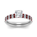 Load image into Gallery viewer, hidden-halo-half-way-asscher-cut-diamond-wedding-ring-set-with-ruby-in-FD9168ASGRUDRANGLE3-NL-WG
