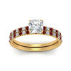 Load image into Gallery viewer, hidden-halo-half-way-asscher-cut-diamond-wedding-ring-set-with-ruby-in-FD9168ASGRUDRANGLE3-NL-YG