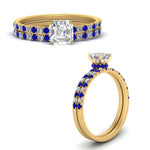 Load image into Gallery viewer, hidden-halo-half-way-asscher-cut-diamond-wedding-ring-set-with-sapphire-in-FD9168ASGSABLANGLE3-NL-YG

