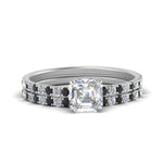 Load image into Gallery viewer, hidden-halo-half-way-asscher-cut-wedding-ring-set-with-black-diamond-in-FD9168ASGBLACKANGLE3-NL-WG
