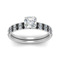 Thumbnail 27 - hidden-halo-half-way-asscher-cut-wedding-ring-set-with-black-diamond-in-FD9168ASGBLACKANGLE3-NL-WG