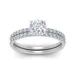 Load image into Gallery viewer, hidden-halo-half-way-cushion-cut-diamond-wedding-ring-set-in-FD9168CUANGLE3-NL-WG
