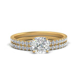 Load image into Gallery viewer, hidden-halo-half-way-cushion-cut-diamond-wedding-ring-set-in-FD9168CUANGLE3-NL-YG
