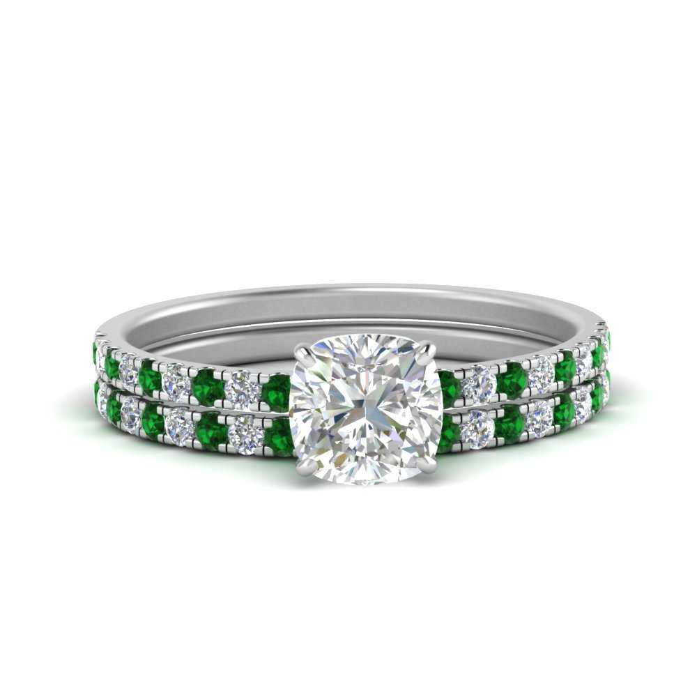 hidden-halo-half-way-cushion-cut-diamond-wedding-ring-set-with-emerald-in-FD9168CUGEMGRANGLE3-NL-WG