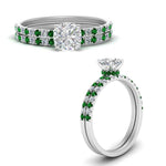 Load image into Gallery viewer, hidden-halo-half-way-cushion-cut-diamond-wedding-ring-set-with-emerald-in-FD9168CUGEMGRANGLE3-NL-WG

