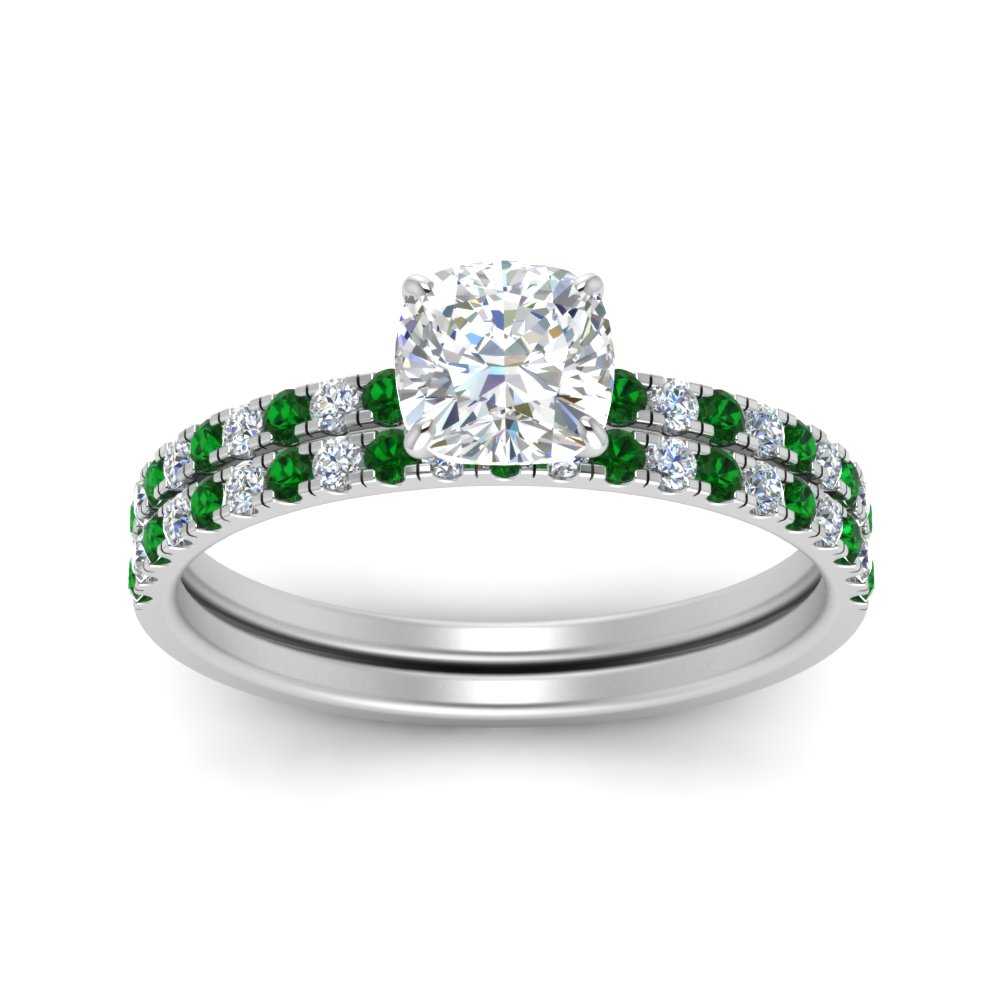hidden-halo-half-way-cushion-cut-diamond-wedding-ring-set-with-emerald-in-FD9168CUGEMGRANGLE3-NL-WG