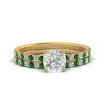 Load image into Gallery viewer, hidden-halo-half-way-cushion-cut-diamond-wedding-ring-set-with-emerald-in-FD9168CUGEMGRANGLE3-NL-YG
