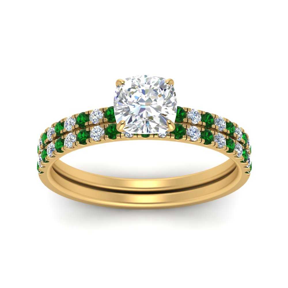 hidden-halo-half-way-cushion-cut-diamond-wedding-ring-set-with-emerald-in-FD9168CUGEMGRANGLE3-NL-YG
