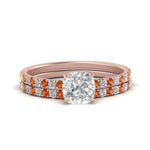 Load image into Gallery viewer, hidden-halo-half-way-cushion-cut-diamond-wedding-ring-set-with-orange-sapphire-in-FD9168CUGSAORANGLE3-NL-RG
