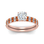 Load image into Gallery viewer, hidden-halo-half-way-cushion-cut-diamond-wedding-ring-set-with-orange-sapphire-in-FD9168CUGSAORANGLE3-NL-RG
