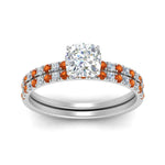 Load image into Gallery viewer, hidden-halo-half-way-cushion-cut-diamond-wedding-ring-set-with-orange-sapphire-in-FD9168CUGSAORANGLE3-NL-WG
