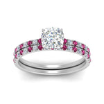 Load image into Gallery viewer, hidden-halo-half-way-cushion-cut-diamond-wedding-ring-set-with-pink-sapphire-in-FD9168CUGSADRPIANGLE3-NL-WG
