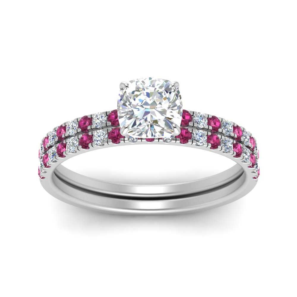 hidden-halo-half-way-cushion-cut-diamond-wedding-ring-set-with-pink-sapphire-in-FD9168CUGSADRPIANGLE3-NL-WG