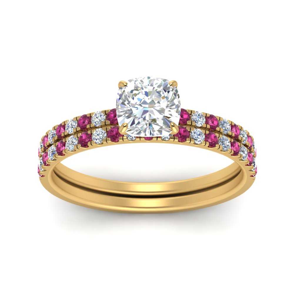 hidden-halo-half-way-cushion-cut-diamond-wedding-ring-set-with-pink-sapphire-in-FD9168CUGSADRPIANGLE3-NL-YG