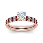 Load image into Gallery viewer, hidden-halo-half-way-cushion-cut-diamond-wedding-ring-set-with-ruby-in-FD9168CUGRUDRANGLE3-NL-RG

