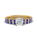 Load image into Gallery viewer, hidden-halo-half-way-cushion-cut-diamond-wedding-ring-set-with-sapphire-in-FD9168CUGSABLANGLE3-NL-YG
