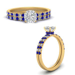 Load image into Gallery viewer, hidden-halo-half-way-cushion-cut-diamond-wedding-ring-set-with-sapphire-in-FD9168CUGSABLANGLE3-NL-YG
