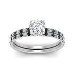 Load image into Gallery viewer, hidden-halo-half-way-cushion-cut-wedding-ring-set-with-black-diamond-in-FD9168CUGBLACKANGLE3-NL-WG
