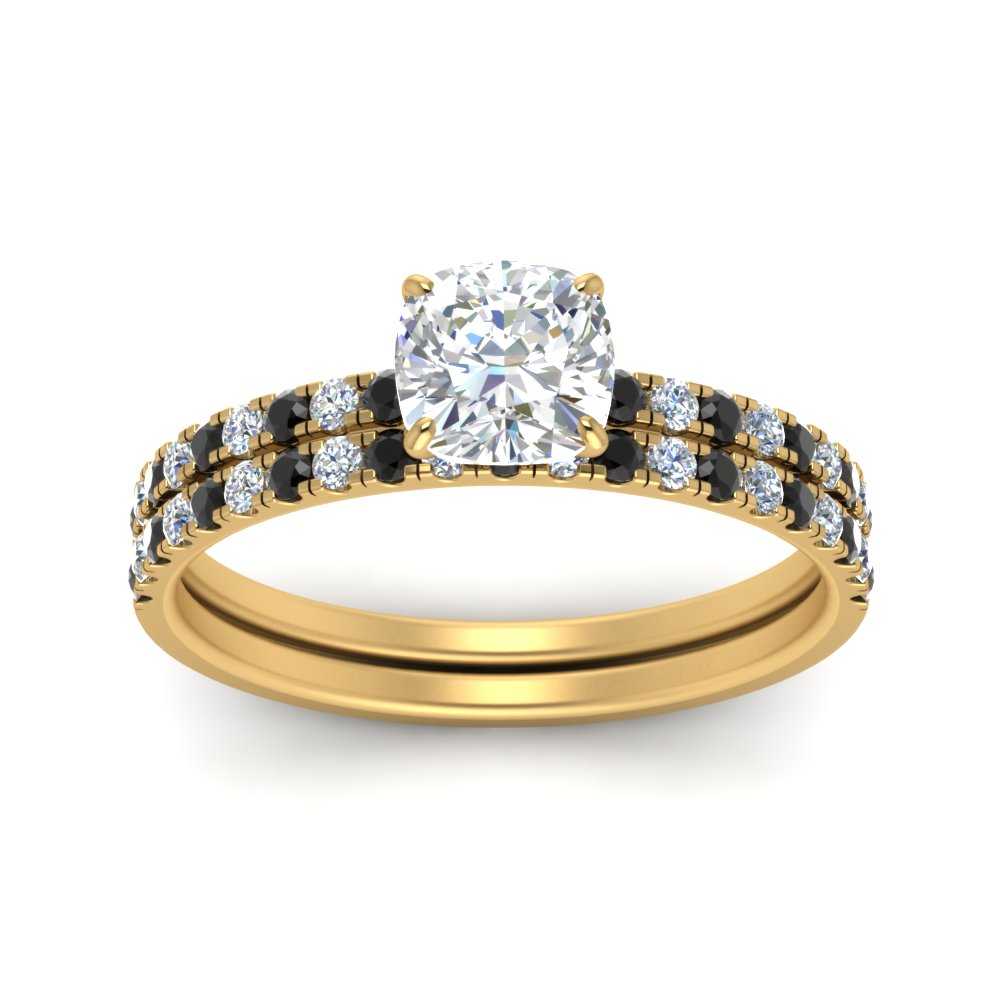 hidden-halo-half-way-cushion-cut-wedding-ring-set-with-black-diamond-in-FD9168CUGBLACKANGLE3-NL-YG