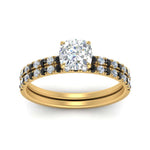 Load image into Gallery viewer, hidden-halo-half-way-cushion-cut-wedding-ring-set-with-black-diamond-in-FD9168CUGBLACKANGLE3-NL-YG
