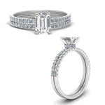 Load image into Gallery viewer, hidden-halo-half-way-emerald-cut-diamond-wedding-ring-set-in-FD9168EMANGLE3-NL-WG
