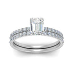 Load image into Gallery viewer, hidden-halo-half-way-emerald-cut-diamond-wedding-ring-set-in-FD9168EMANGLE3-NL-WG
