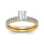 Load image into Gallery viewer, hidden-halo-half-way-emerald-cut-diamond-wedding-ring-set-in-FD9168EMANGLE3-NL-YG
