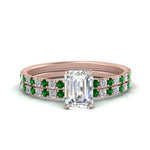 Load image into Gallery viewer, hidden-halo-half-way-emerald-cut-diamond-wedding-ring-set-with-emerald-in-FD9168EMGEMGRANGLE3-NL-RG
